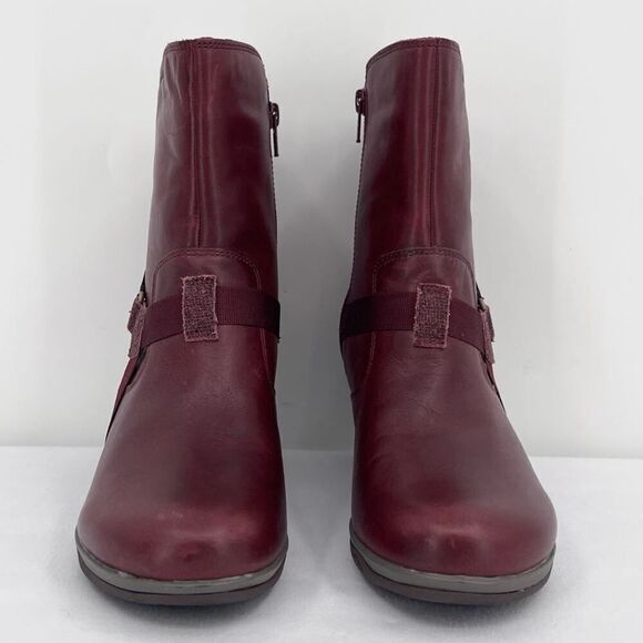 Merrell Evera Fade Wine Burgundy Suede Leather Zip Block Heel Ankle Booties 7.5 - Picture 2 of 12